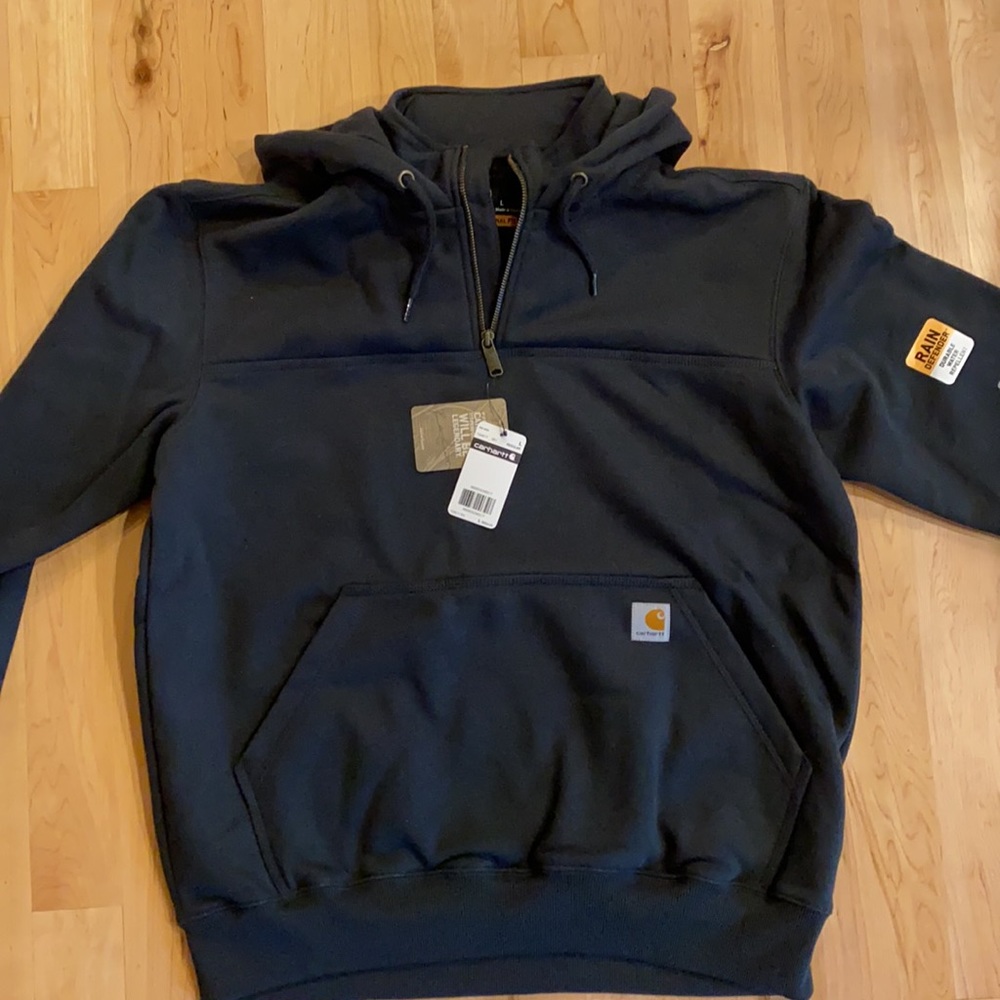 Carhartt Men’s 1/4 Zip Hoodie Large Black - Picture 9 of 11